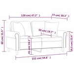 vidaXL Canapé 2 places avec oreillers vert foncé 120 cm velours