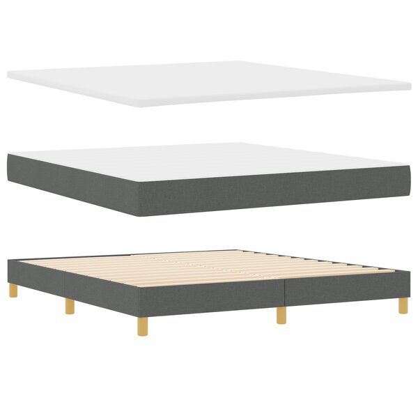 vidaXL Lit à ressort avec matelas  gris foncé  180 x 200 cm  tissu