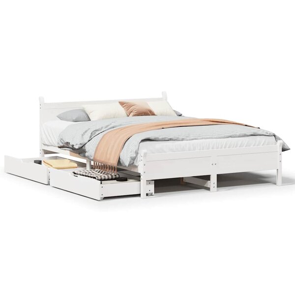 vidaXL Cadre de lit sans matelas blanc 120x200 cm bois de pin massif