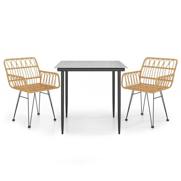 vidaXL Ensemble à manger de jardin 3 Pièces Résine tressée