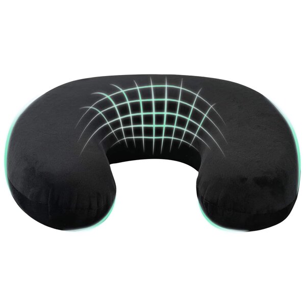 vidaXL Oreiller de Voyage pour le Cou Noir 27 x 27 x 8 cm Velours