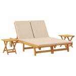 vidaXL Transat avec coussin Beige Bois d'Acacia Massif