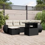 vidaXL Salon de jardin 7 Pièces avec coussins noir résine tressée