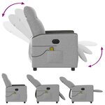 vidaXL Fauteuil de massage inclinable électrique gris nuage tissu