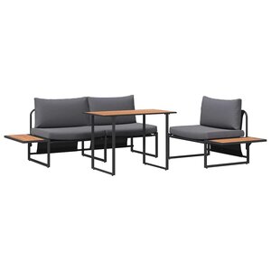 vidaXL Ensemble de salle à manger pour jardin 3 Pièces Anthracite Acier