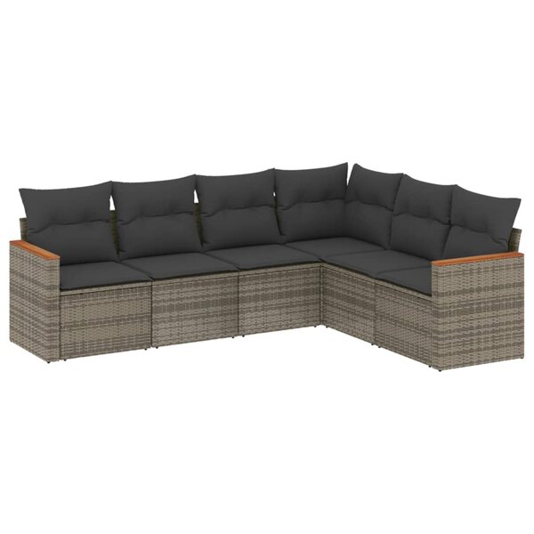 vidaXL Salon de jardin 6 Pièces avec coussins gris résine tressée