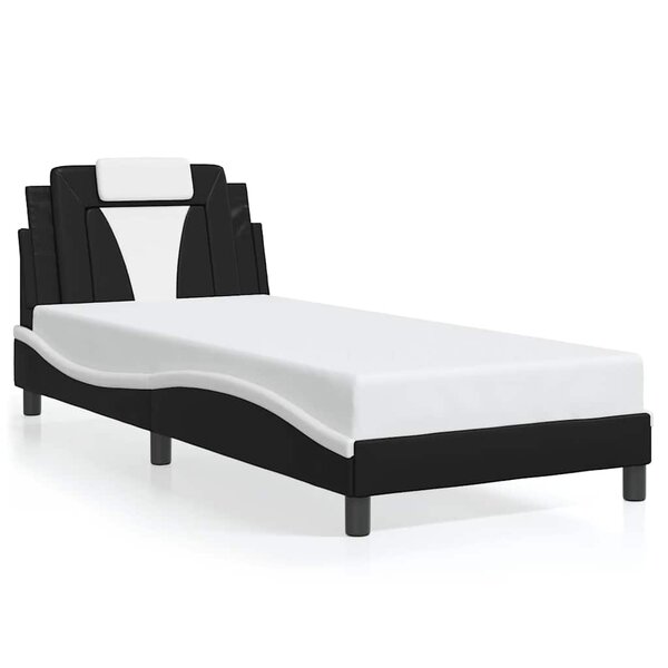 vidaXL Cadre de lit Viana sans matelas noir et blanc 90x200 cm similicuir