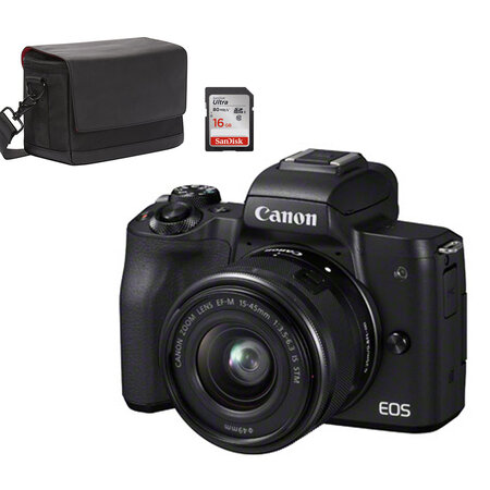 Canon eos m50 + ef-m 15-45mm f/3.5-6.3 is stm kit kit d'appareil-photo slr 24 1 mp cmos 6000 x 4000 pixels noir