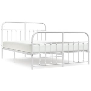 vidaXL Cadre de lit métal avec tête de lit/pied de lit blanc 150x200cm