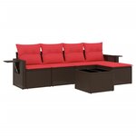 vidaXL Salon de jardin 6 Pièces avec coussins marron résine tressée