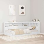 vidaXL Tête de lit de rangement Blanc 90 cm Bois d'ingénierie