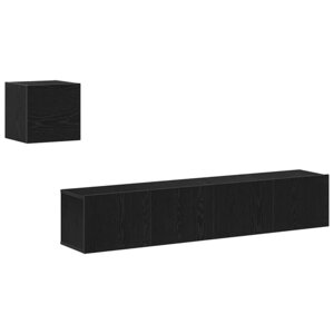 vidaXL Set de meuble TV Montage mural 4 Pièces Chêne noir 80 x 30 x 30 cm