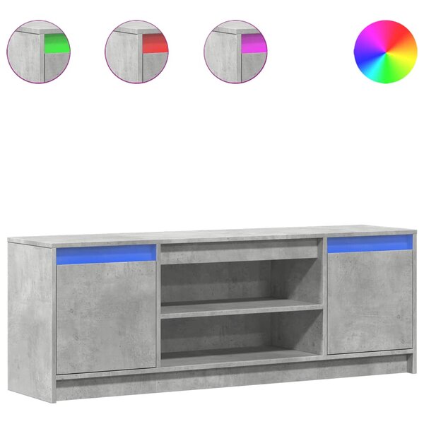 vidaXL Meuble TV avec LED gris béton 139 5x34x50 cm bois d'ingénierie