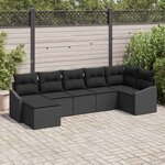 vidaXL Ensemble de canapé de jardin 7 Pièces Noir Poly rotin