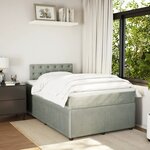 vidaXL Sommier à lattes de lit et matelas Gris clair 120x200cm Velours