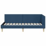 vidaXL Cadre de lit d'angle Bleu 90 x 200 cm Tissu et bois reconstitué