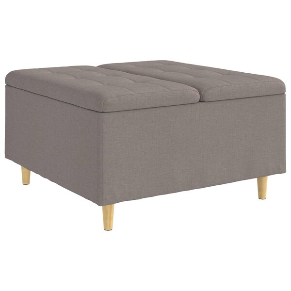vidaXL Pouf de rangement avec coussin Taupe 80 x 80 x 45 cm tissu