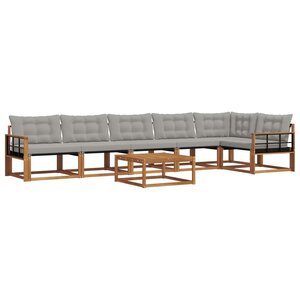 vidaXL Ensemble de canapés d'extérieur 7 Pièces Gris Naturel et Clair