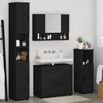 vidaXL Ensemble de mobilier de salle de bain avec tiroir 4 Pièces Noir