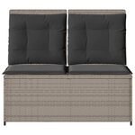 vidaXL Banc inclinable de jardin et coussins gris clair résine tressée