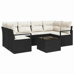 vidaXL Ensemble de Canapés avec coussin 7 Pièces Noir et Crème polyrotin