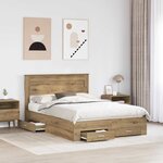 vidaXL Cadre de lit avec tiroir avec tête de lit Bois d'ingénierie