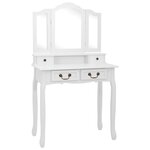 vidaXL Ensemble de coiffeuse avec tabouret Blanc 80x69x141cm Paulownia