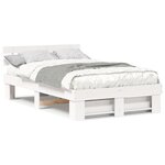 vidaXL Cadre de lit Blanc 135 x 190 cm Bois massif en pin