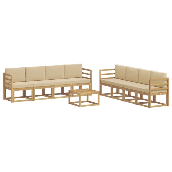 vidaXL Ensemble de canapés d'extérieur 9 Pièces Blanc et Beige