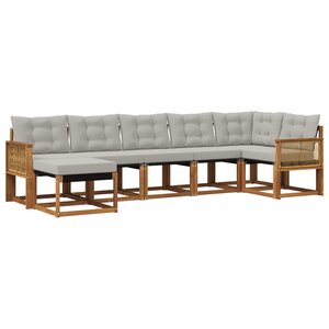 vidaXL Ensemble de canapés d'extérieur 7 pc Naturel et gris clair