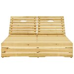 vidaXL Chaise longue double et coussins noir bois de pin imprégné