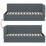 vidaXL Cadre de lit d'angle Gris foncé 90 x 190 cm Velours