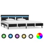 vidaXL Cadre de lit avec LED sans matelas Gris Similicuir 180x200 cm