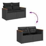 vidaXL Salon de jardin 6 Pièces avec coussins noir résine tressée