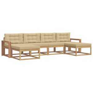 vidaXL Ensemble de canapés d'extérieur 6 Pièces Blanc et Beige