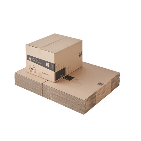 Lot de 50 cartons de déménagement multi-hauteurs - made in france - charge max 15kg / 60l - certifiés fsc 70