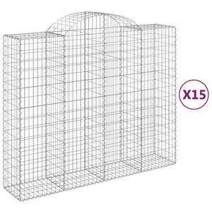 vidaXL Paniers à gabions arqués 15 Pièces 200x50x160/180 cm Fer galvanisé