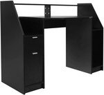 Bureau informatique multi rangements 123 cm MDF design moderne d'ordinateur PC table d'étude noir