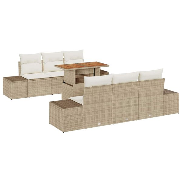 vidaXL Ensemble de salle à manger pour jardin 7 Pièces Beige et crème