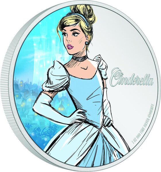 Pièce de monnaie en Argent 2 Dollars g 31.1 (1 oz) Millésime 2024 Disney Princess CINDERELLA