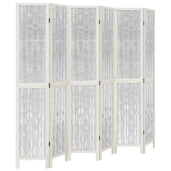 vidaXL Cloison de séparation 6 panneaux blanc bois de paulownia massif