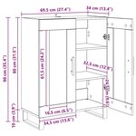 vidaXL Buffet Chêne artisanal 69 5 x 34 x 90 cm Bois d'ingénierie