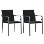 vidaXL Chaises de jardin avec coussins lot de 2 noir 56x59x84 cm rotin