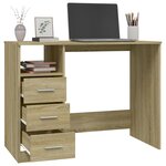 vidaXL Bureau avec tiroirs Chêne sonoma 102x50x76 cm Bois d'ingénierie