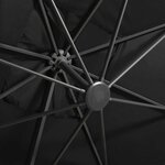 vidaXL Parasol de jardin en porte-à-faux et mât et lumières LED noir