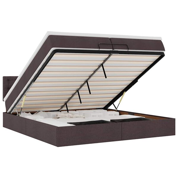 VidaXL Cadre de lit ottoman avec matelas marron foncé 200x200 cm tissu
