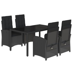 vidaXL Ensemble à manger de jardin coussins 5Pièces Noir Résine tressée