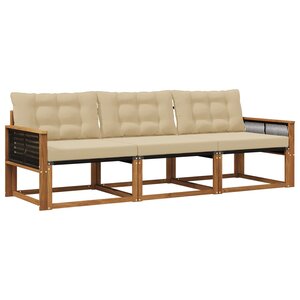 vidaXL Ensemble de canapés d'extérieur 3 Pièces Naturel et Beige
