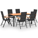 vidaXL Ensemble à manger de jardin 7 Pièces noir et marron