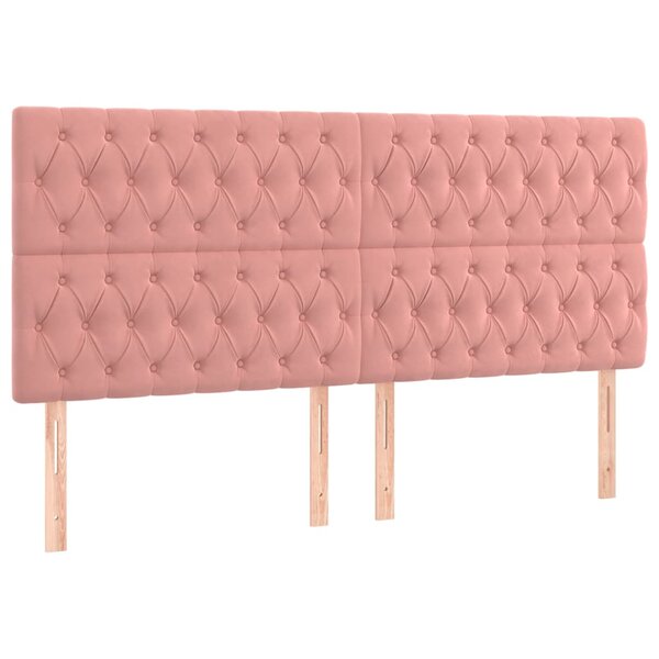 vidaXL Tête de lit Rose 200x7x118/128 cm Velours